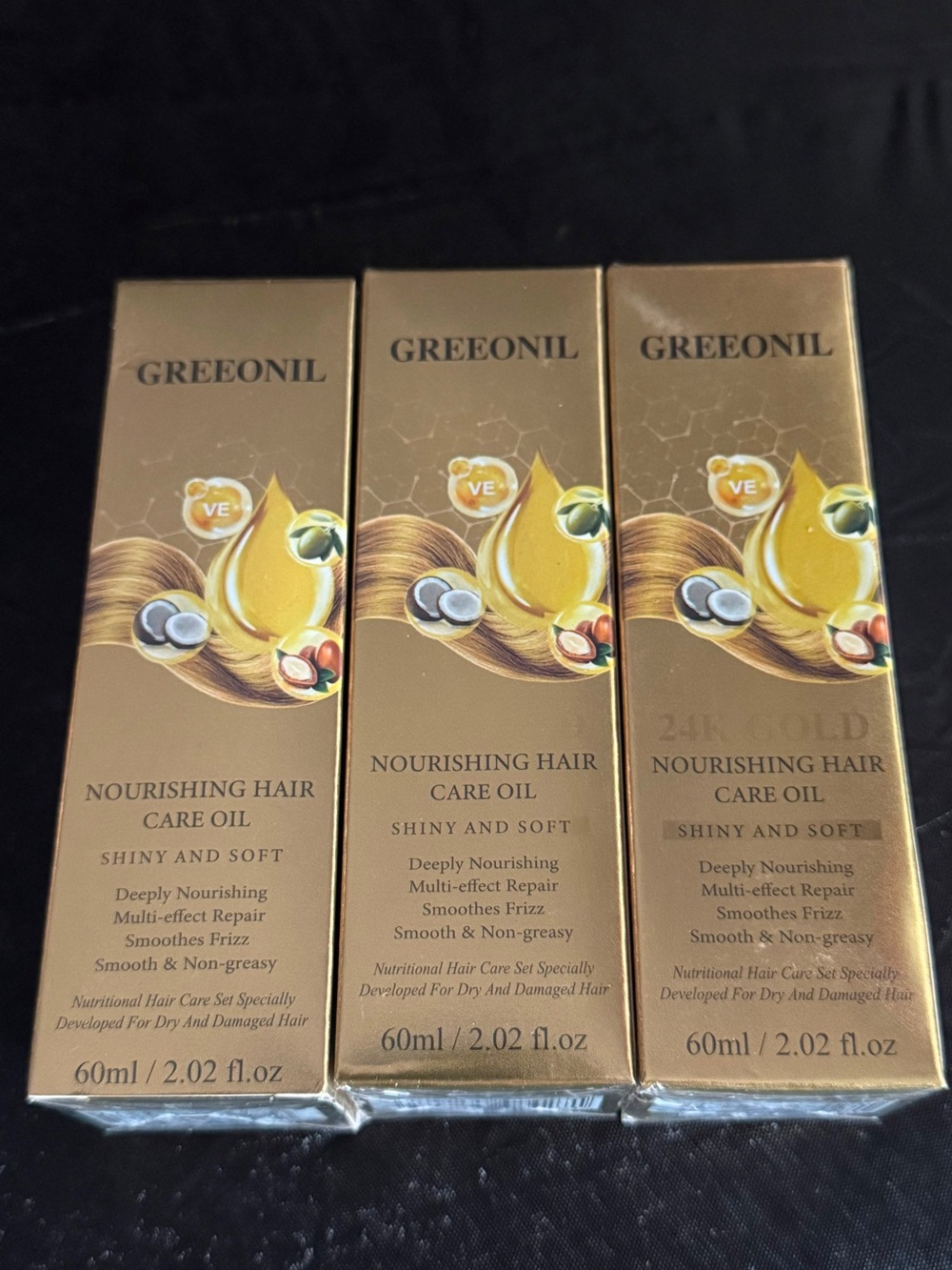 3 GREEONIL Nourishing Hair Care Oil - Gold